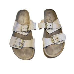A. Giannetti Made in Italy Suede Leather Sandals Size 8.5 Slides Cork Sole Boho